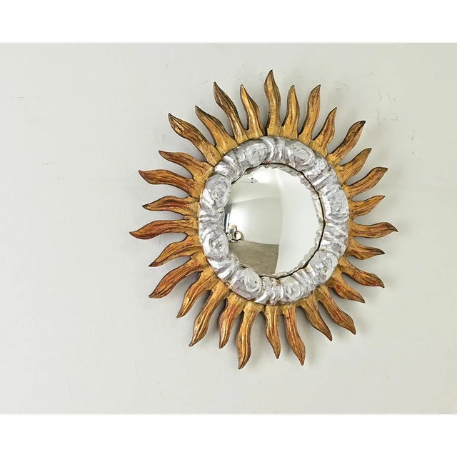 Italian Italian 19th Century Gilt & Silver-Leaf Starburst Mirror For Sale - Image 3 of 6