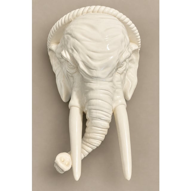 Ceramic Italian Glazed Elephant Head Wall Bracket For Sale - Image 7 of 7