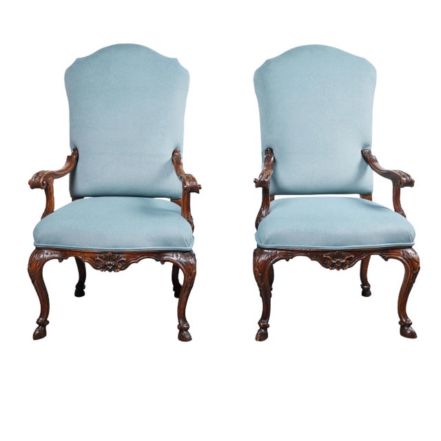 Walnut Tuscan Armchairs - A Pair For Sale