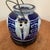 Antique Chinese Export Blue & White Porcelain Teapot W/Wire Bail Handles Qing Dynasty Stamped on Wood Base For Sale In Chicago - Image 6 of 12