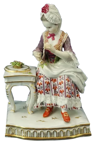 Rococo Porcelain Figurine of Sitting Little Girl from Meissen, Germany, Early 1800s