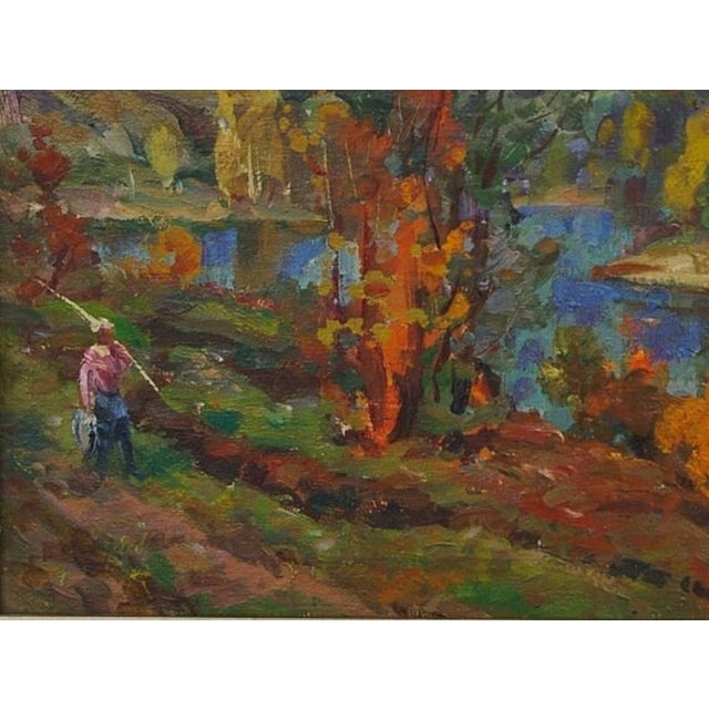1970s Original Autumn Landscape Oil Painting, Ukrainian Art, 1970s 60-80 For Sale - Image 5 of 6