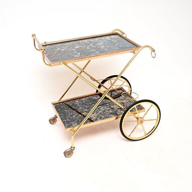 Vintage Italian Brass Drinks Trolley, 1970s For Sale - Image 4 of 13