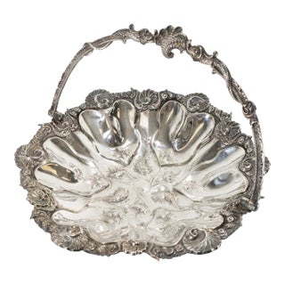 19th Century Nautical Themed Silverplate Bowl With Seashells and Dolphins For Sale