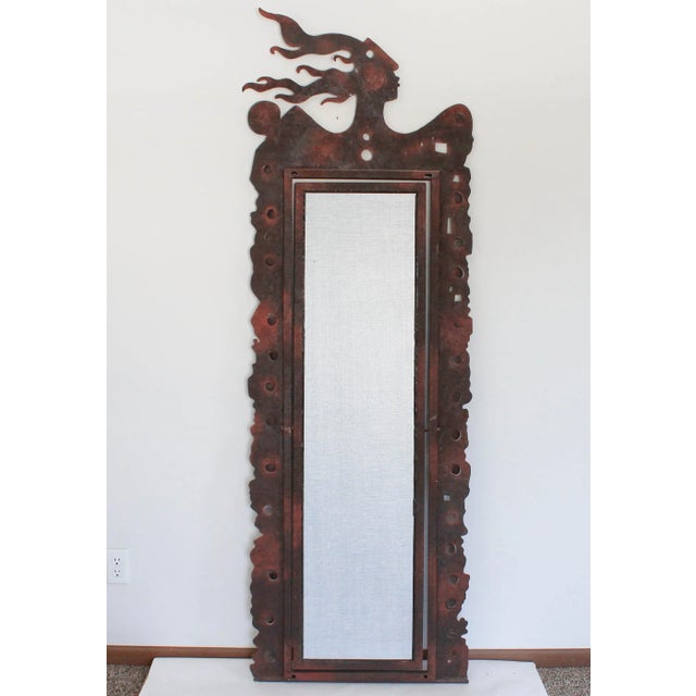 Metal Art Deco-Influenced Figural Wall Mirror For Sale - Image 7 of 10