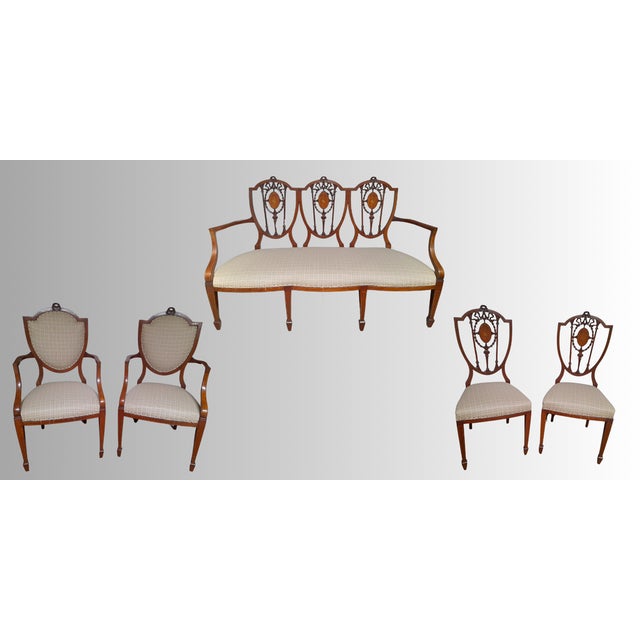 English Mahogany Living Room Set, 1930s, Set of 5 For Sale - Image 14 of 14