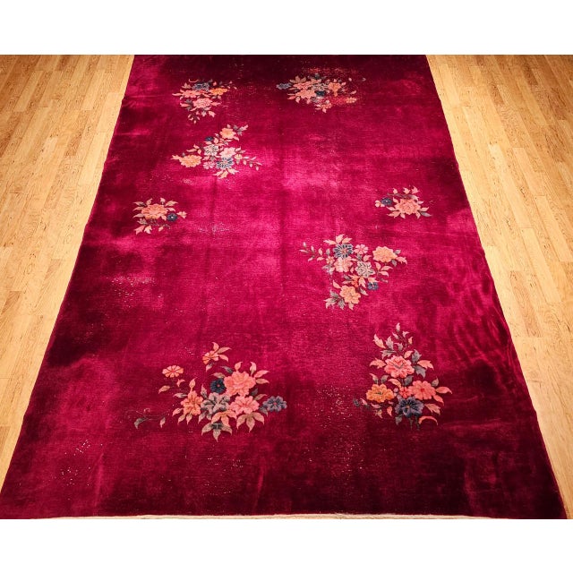 Beautiful early 20th Century Chinese Art Deco room-size rug, meticulously hand-knotted circa the early 1900s. Chinese Art...