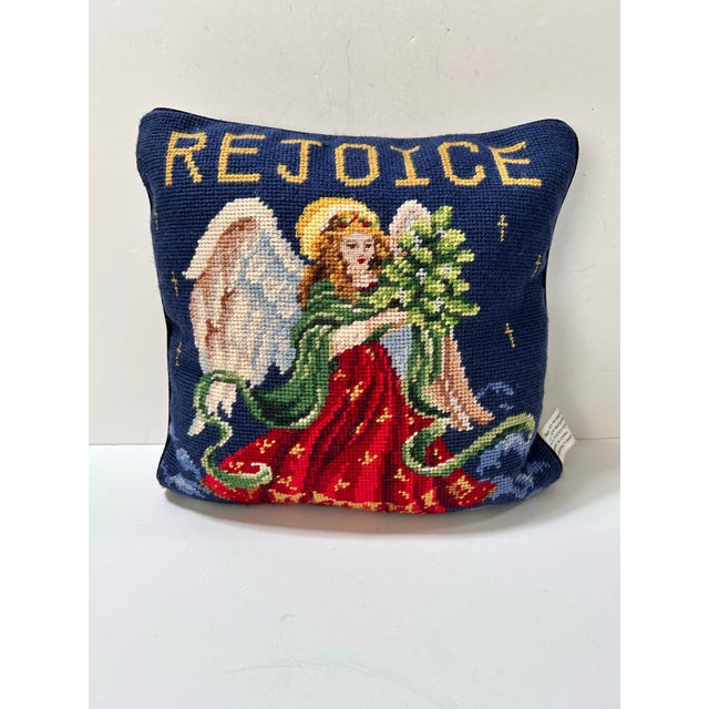 Vintage Christmas Angel Needlepoint Pillows – Set of 2 For Sale In Louisville - Image 6 of 12
