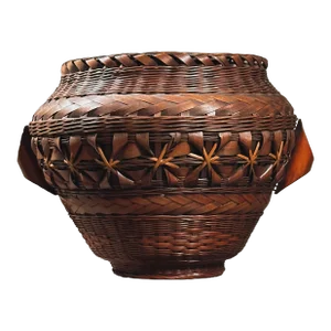 Vintage Folk Art Japanese Bamboo Woven Ikebana Vase