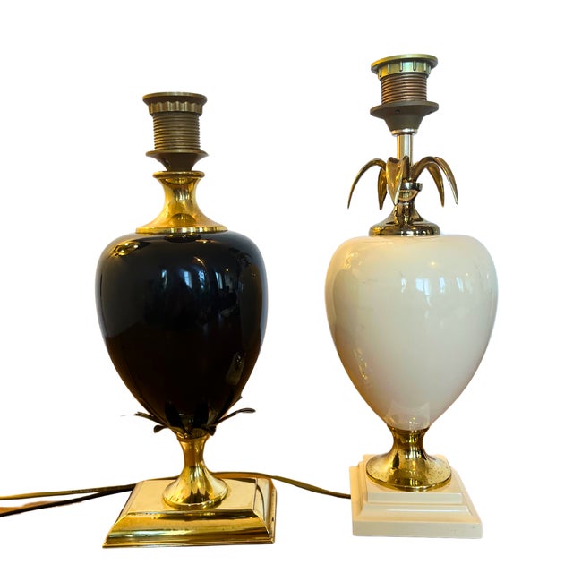 Pair of Hollywood Regency Pineapple Table Lamps by Maison Le Dauphin, Circa 1970 For Sale - Image 4 of 8