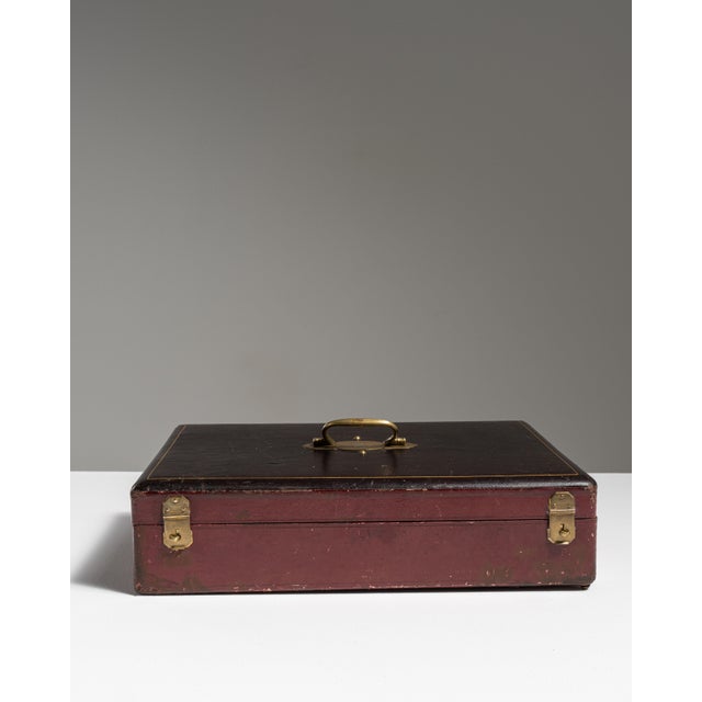 Early 20th Century Burgundy French Silverware Box For Sale - Image 9 of 15