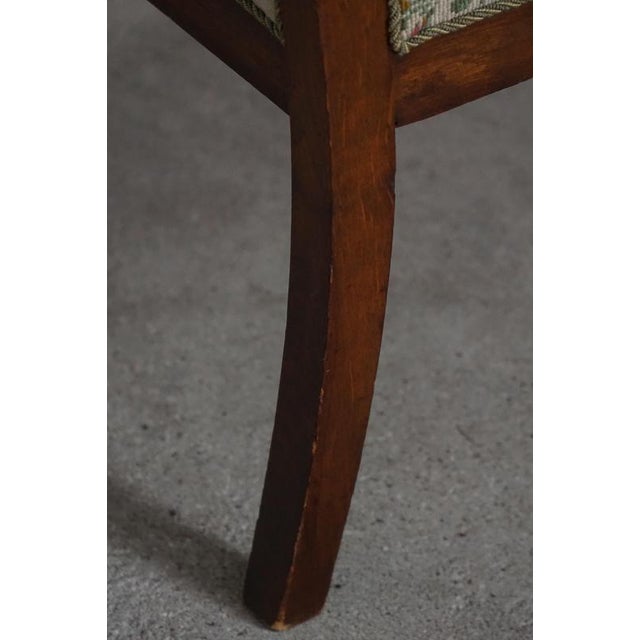 Danish Modern Armchair in Turned Wood with Floral Upholstery, Early 20th Century, 1930s For Sale - Image 10 of 18
