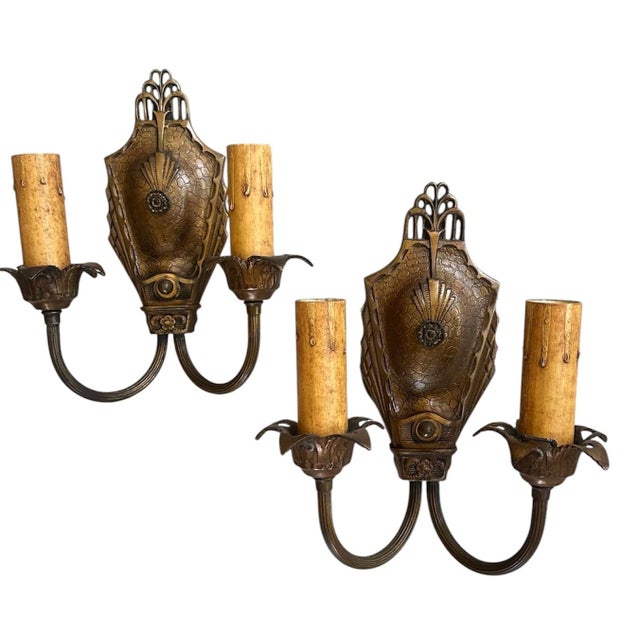 Art Deco 1930s Bronze Art Deco Wall Sconces - a Pair For Sale - Image 3 of 6