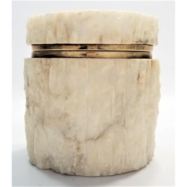 Rare Heavy Vintage Italian Alabaster Marble Jewelry Box Italy Mid