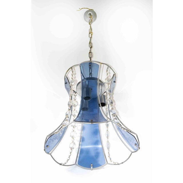 Mid-Century Modern Blue Crystal Pendant Lamp, Mid-20th Century For Sale - Image 3 of 5