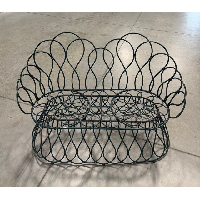 1950s Looped Metal Midcentury Garden Loveseat Bench Settee After Frances Elkins (Per Item, 2 Avail) For Sale - Image 5 of 13