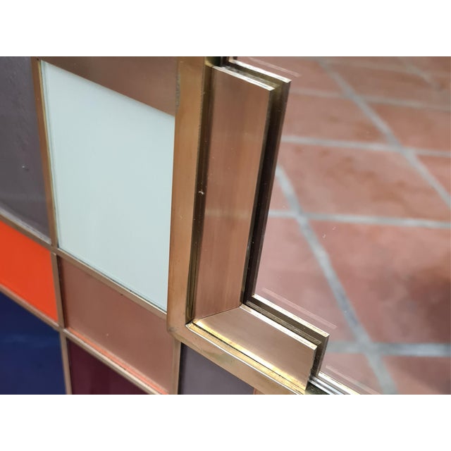 Square Multicolor Murano Wall Mirror with Brass Inserts from Justfurnituress SRL For Sale - Image 4 of 5
