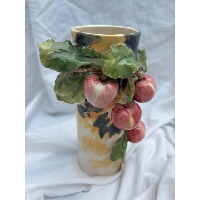 Classic Trio of Vintage 1960s Italian Barbotine Majolica Vases Visceral Composition For Sale - Image 17 of 17
