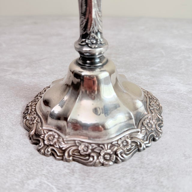1970s Vintage International Silver Company “Countess” Pattern Silver-Plated 3-Arm Candelabra For Sale - Image 5 of 7