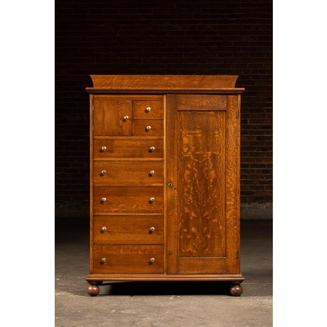 Antique Quarter Sawn Armoire Cabinet by Aurora Furniture Co. For Sale - Image 12 of 14