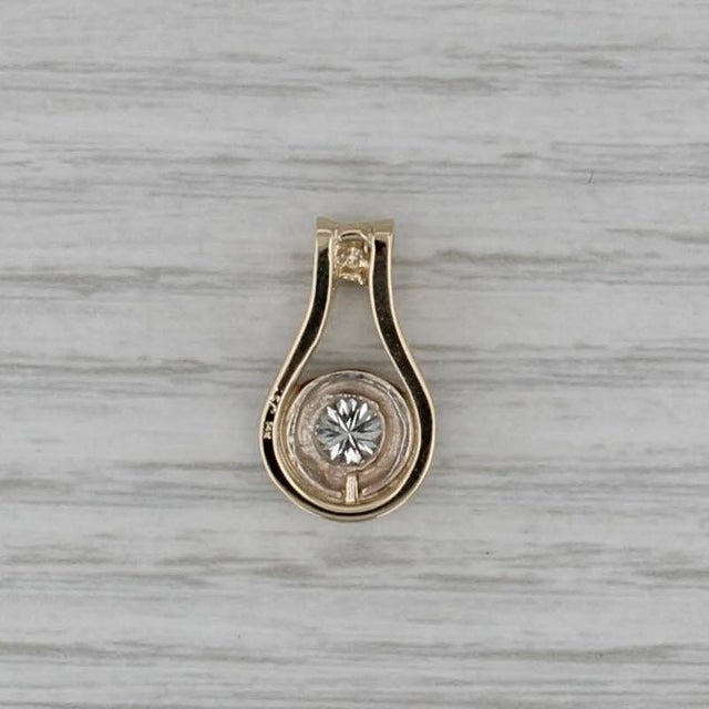 0.50ct Diamond Solitaire Teardrop Pendant 14k Yellow White Gold For Sale - Image 4 of 5