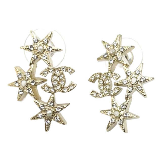 Chanel Gold CC Star Cluster Piercing Earrings, A Pair For Sale