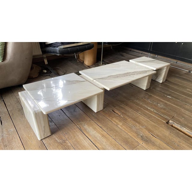 Mario Bellini Italian Carrara Marble Modular Coffee Tables by Mario Bellini, 1970s, Set of 7 For Sale - Image 4 of 9