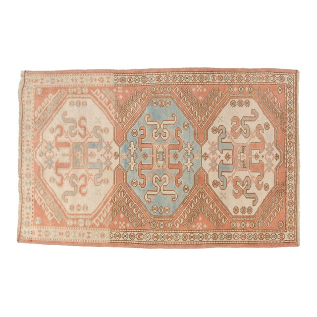 Vintage Peach Colour Oushak Rug For Sale
