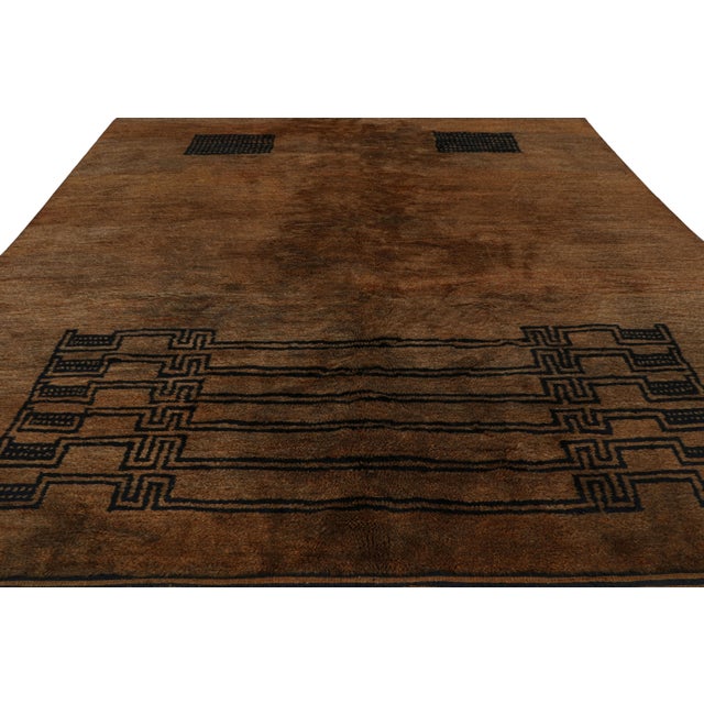 Contemporary Rug & Kilim’s Moroccan Rug in Brown With Black Geometric Patterns For Sale - Image 3 of 7