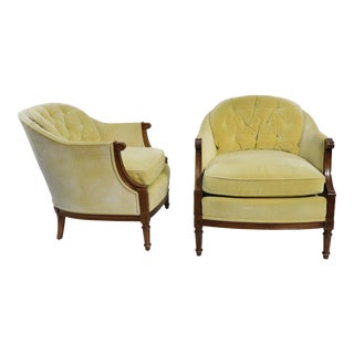 Pr. French Style Bergere Chairs by Henredon For Sale