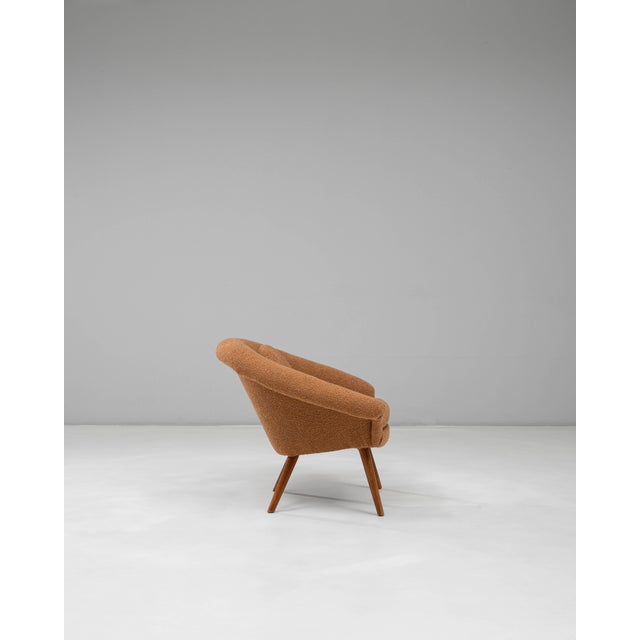 Mid 20th Century 20th Century French Orange Upholstered Armchair with Pillow For Sale - Image 5 of 18