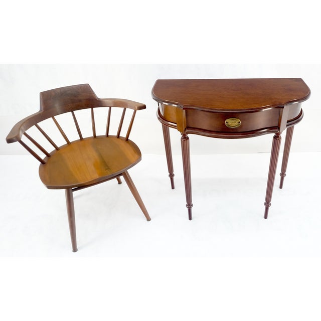 Demi Lune One Drawer Mahogany Console Entry Hall Table MINT For Sale - Image 6 of 12