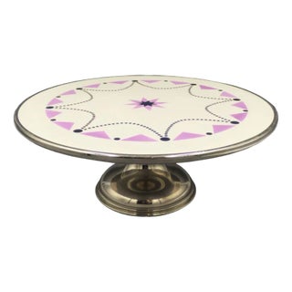 Art Deco Ceramic Cake Plate on Stand, 1920s For Sale