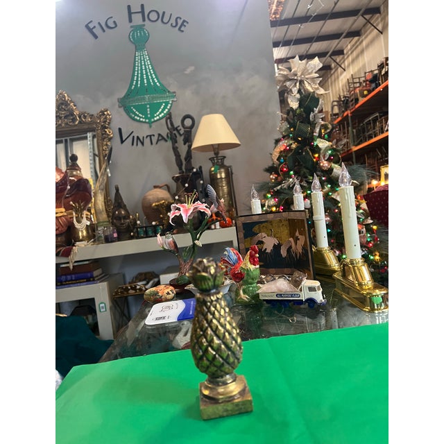 1970s Small Light Weight Gilded Pineapple For Sale - Image 4 of 7