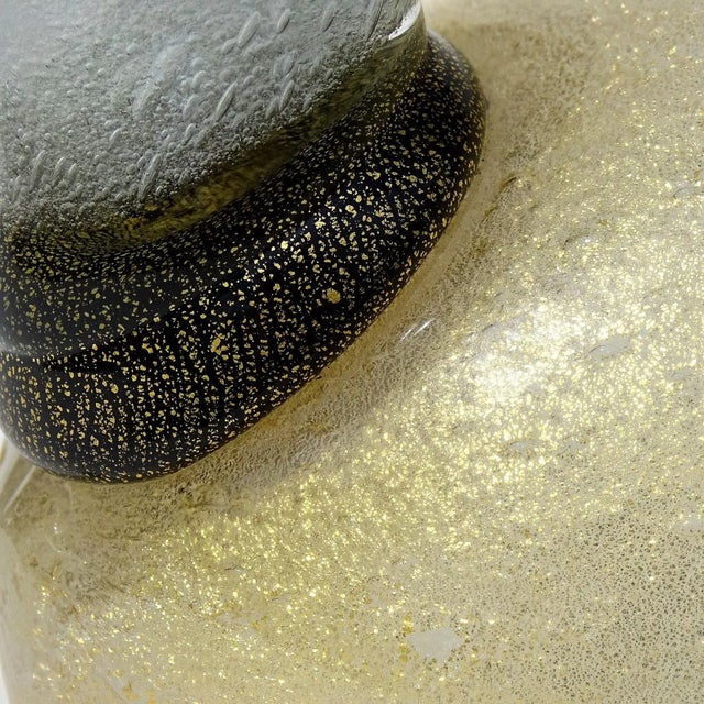 Late 20th Century Murano Vintage Gabbiani Pulegoso White Black Gold Leaf Italian Art Glass Bird Duck Sculpture For Sale - Image 5 of 9