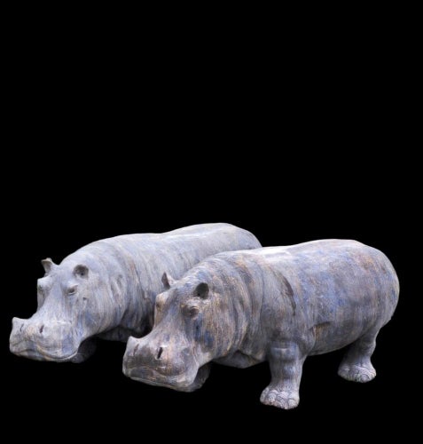 Large Terracotta Hippopotamus, 1950s Sculpture