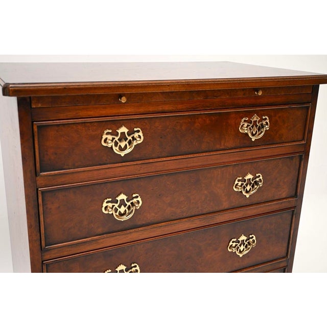 Vintage Georgian Burr Walnut Chest of Drawers, 1950 For Sale - Image 9 of 11