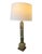 A striking, Hollywood Regency-style, heavy table lamp featuring a jade column in warm cream and deep green tones, joined...