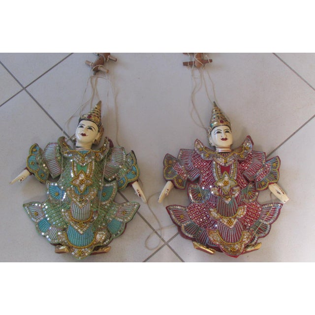 Vintage Burmese Puppets, 1950s, Set of 2 For Sale - Image 10 of 10