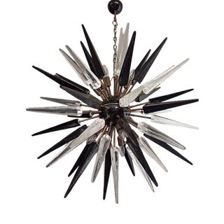 Murano Trasparent and Black Sputnik 51 Glasses Chandelier, 1990s For Sale