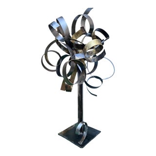 Signed Silas Seandel Abstract Mixed-Metal Ribbon Sculpture For Sale