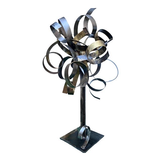 Signed Silas Seandel Abstract Mixed-Metal Ribbon Sculpture For Sale