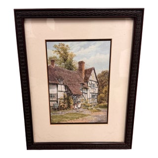 Alfred Robert Quinton Harvington Cottage Framed Watercolor Print For Sale