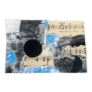 “Blue Note” Original Mixed-Media Collage on Vintage Sheet Music by Nancy Smith For Sale