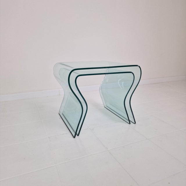 Tango Glass Nesting Table Set by Fabio Di Bartolomei for Fiam Italia, Set of 2 For Sale - Image 9 of 15