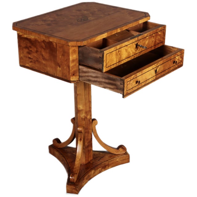 Antique Biedermeier Sewing Table in Birch, 1830 For Sale - Image 4 of 18