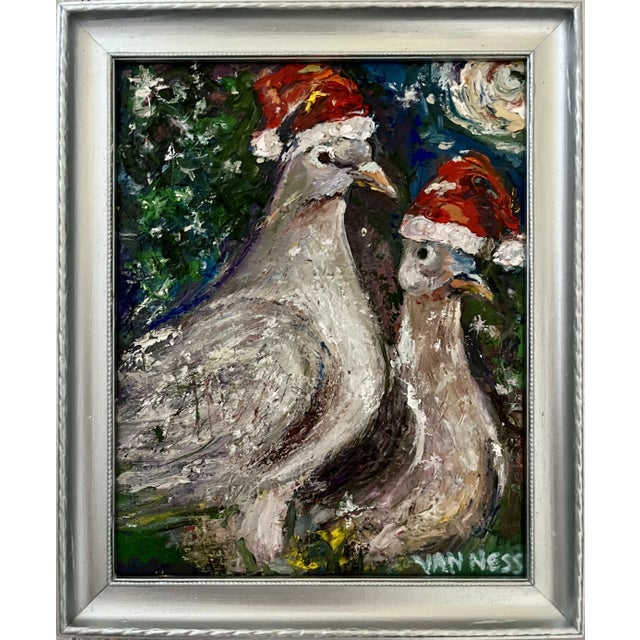 Two Turtle Doves, Original Oil Painting, Holiday Art For Sale In Saint Louis - Image 6 of 7