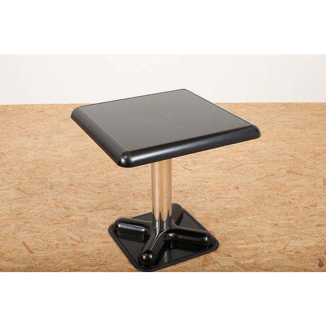 Metal Bistro Table with Black Lacquered Fiberglass Top and Chrome-Plated Metal Base by Joe Colombo for Zanotta, 1970s For Sale - Image 7 of 14