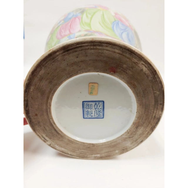 Large Antique Chinese Famille Rose Porcelain Floor Vase With Figural Scene and Wooden Stand For Sale In Dallas - Image 6 of 9