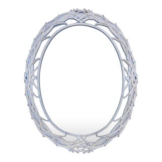 Vintage Serge Roche Style Oval Palm Frond Mirror For Sale